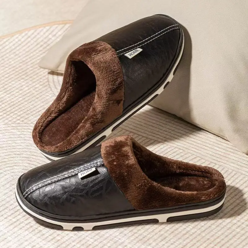 Flip Flop Leather Men - Pantofole Invernali da Uomo Taglie Grandi,